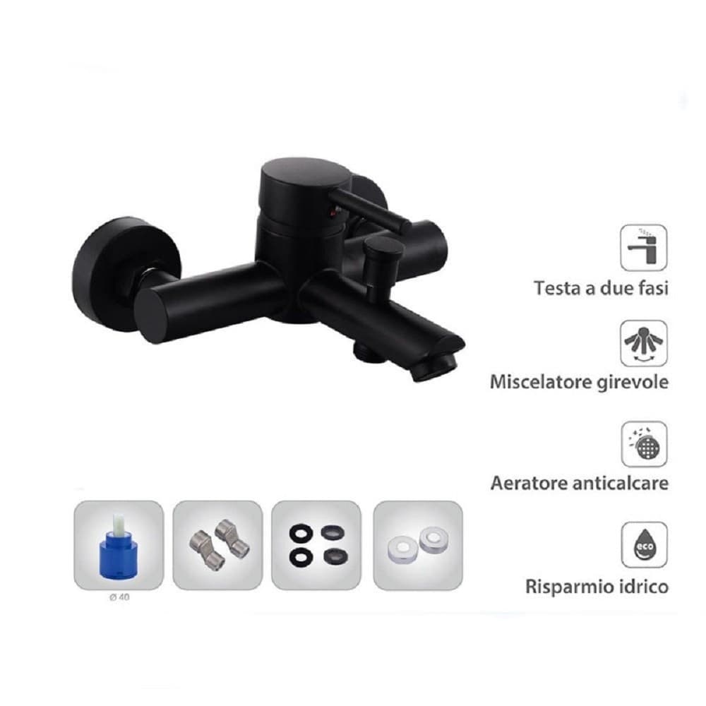 RUBINETTO BAGNO ULTRA MODERNO NERO OPACO MISCELATORE ORIENTABILE PER VASCA 87395 in Rubinetti per vasca Trade Shop italia - Napoli, commercioVirtuoso.it