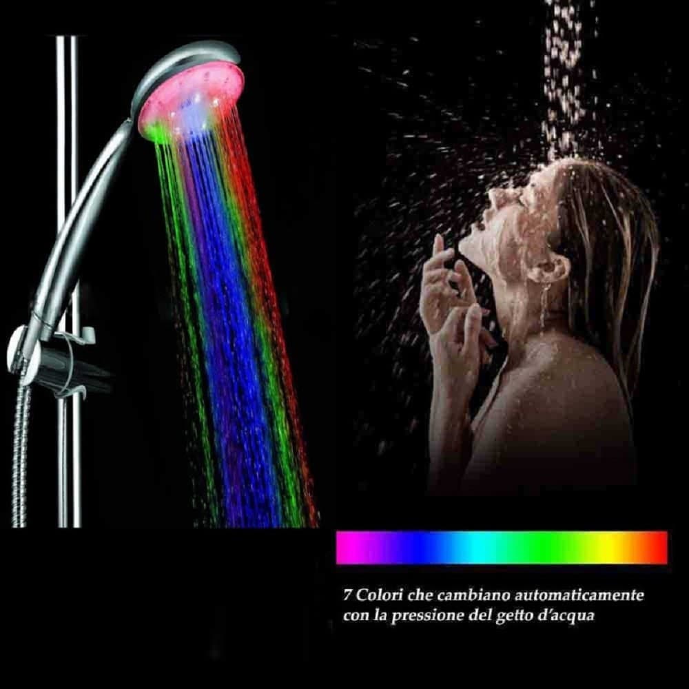 SOFFIONE LED RGB DOCCETTA A TELEFONO 25 CM CROMOTERAPIA DOCCIA EMOZIONALE 79899 in Telefoni doccia Trade Shop italia - Napoli, commercioVirtuoso.it