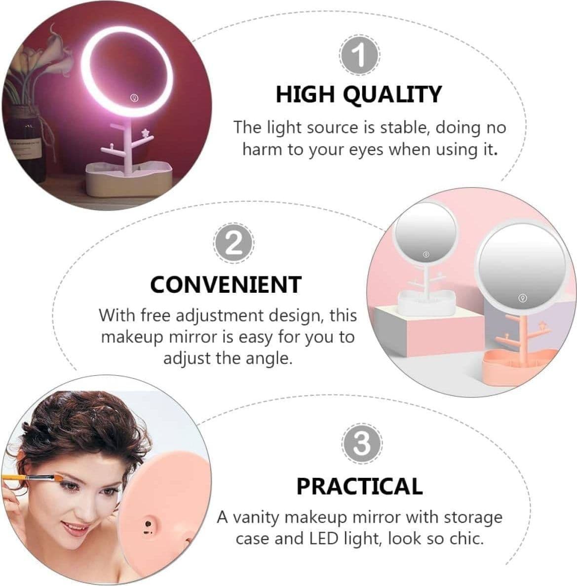 SPECCHIO PER TRUCCO MAKEUP DA TAVOLO CON LUCE A LED RICARICABILE + PORTAGIOIELLI in Specchi da tavolo Trade Shop italia - Napoli, commercioVirtuoso.it