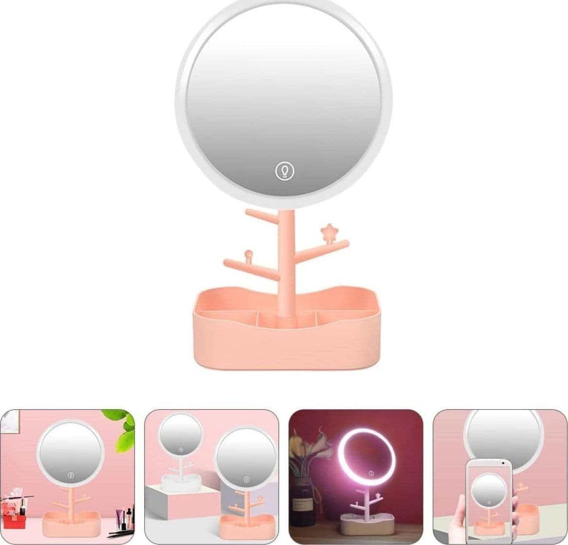 SPECCHIO PER TRUCCO MAKEUP DA TAVOLO CON LUCE A LED RICARICABILE + PORTAGIOIELLI in Specchi da tavolo Trade Shop italia - Napoli, commercioVirtuoso.it