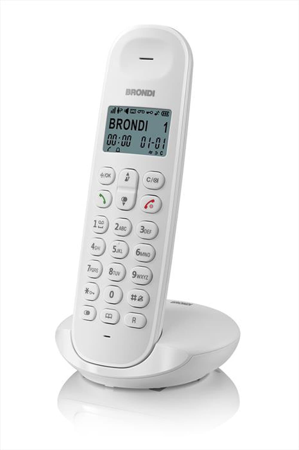 TELEFONO CORDLESS BRONDI LOTUS BIANCO NERO RETROILLUMINATO CON SVEGLIA VIVAVOCE in Telefoni analogici Trade Shop italia - Napoli, commercioVirtuoso.it