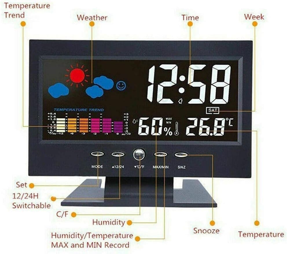 STAZIONE METEO IGROMETRO OROLOGIO SVEGLIA DA TAVOLO DISPLAY LCD COLOR SENZA FILI in Stazioni meteo Trade Shop italia - Napoli, commercioVirtuoso.it