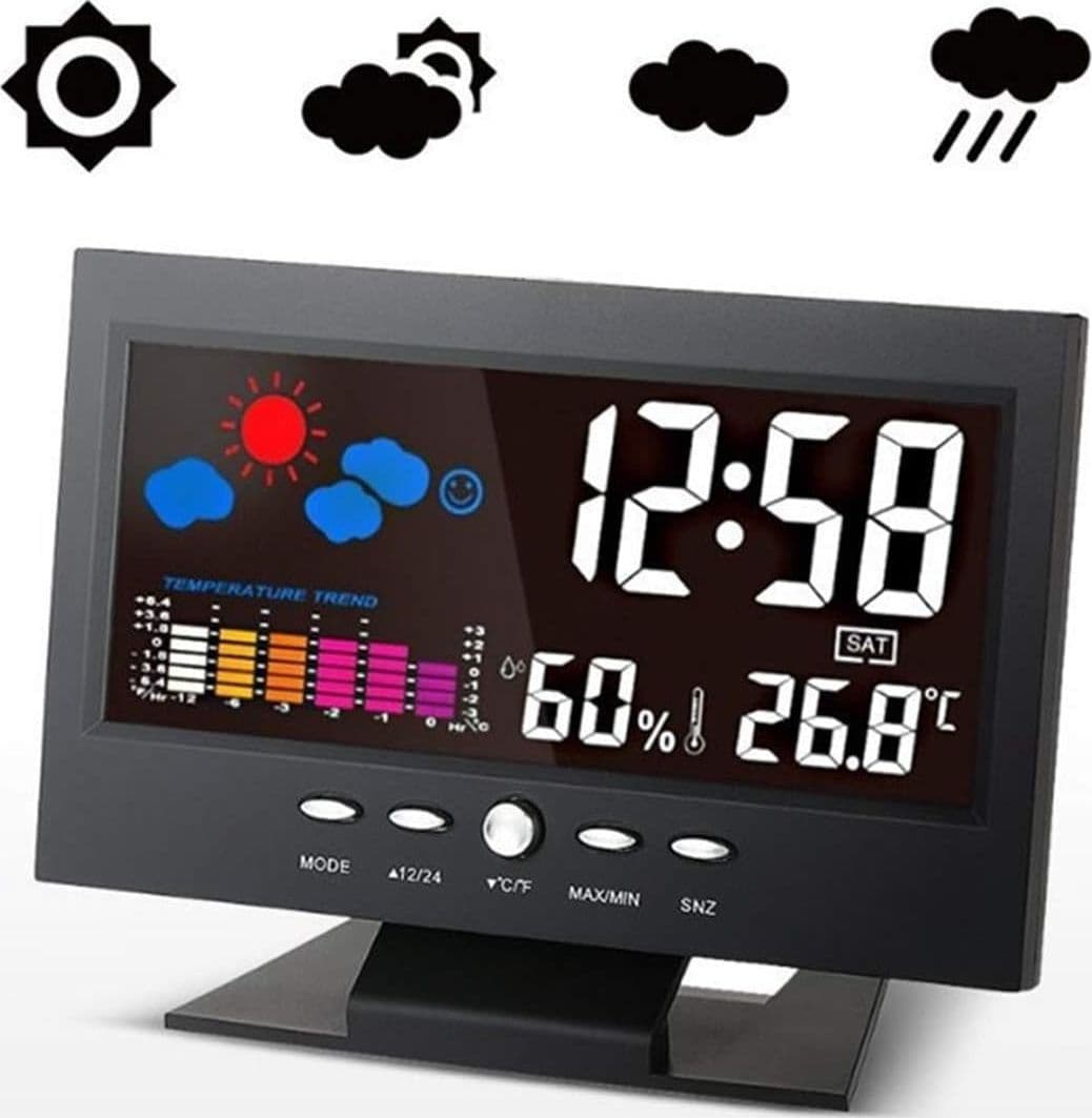 STAZIONE METEO IGROMETRO OROLOGIO SVEGLIA DA TAVOLO DISPLAY LCD COLOR SENZA FILI in Stazioni meteo Trade Shop italia - Napoli, commercioVirtuoso.it