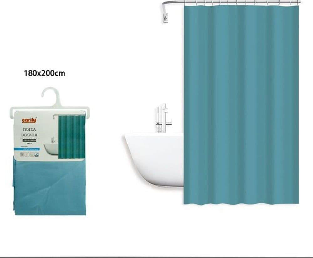 TENDA DOCCIA ANTIMUFFA IMPERMEABILE 180X200CM GANCI ANELLI BAGNO CELESTE 79716 in Tende da doccia Trade Shop italia - Napoli, commercioVirtuoso.it