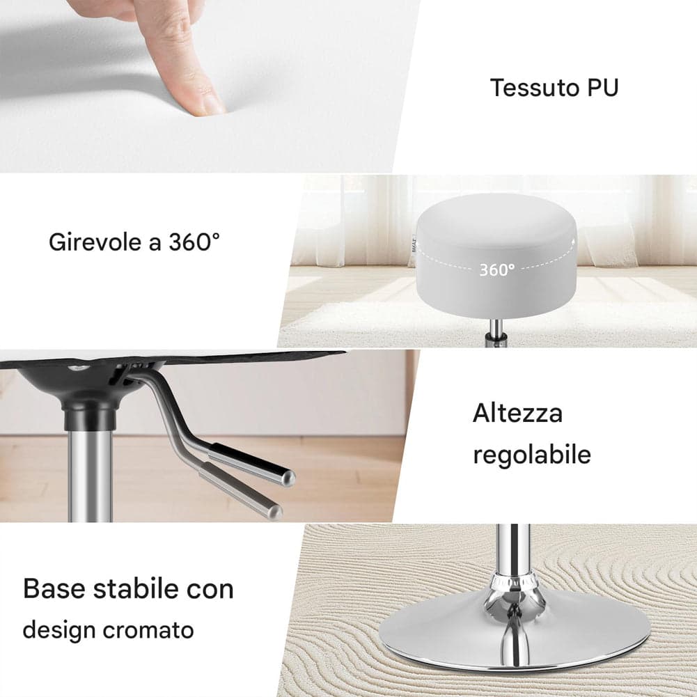 Sgabello Lavoro Make Up Toeletta Seduta Rotante Altezza Regolabile Comodo 130kg Bianco in Sgabelli da bar Danyx - Casoria, commercioVirtuoso.it