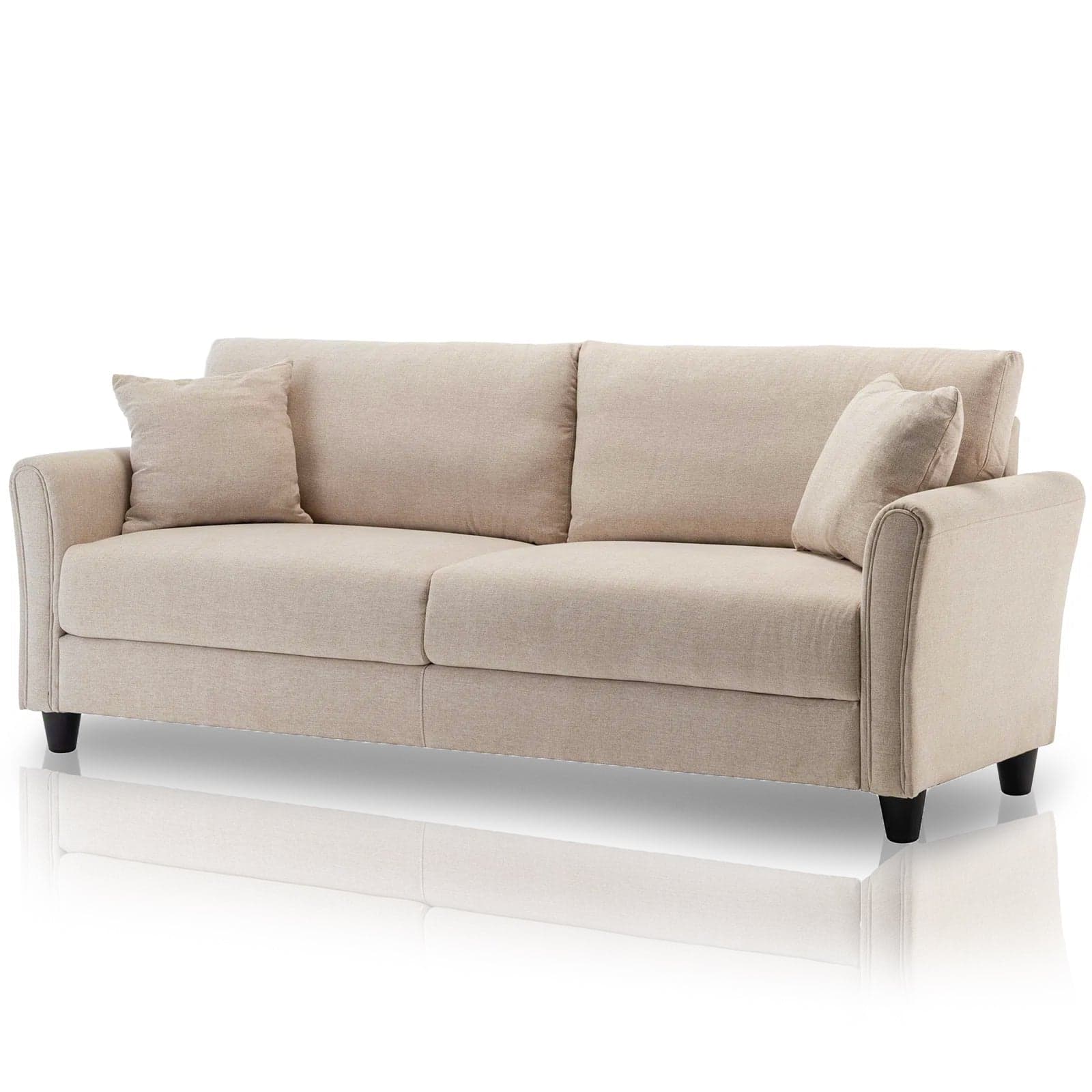 Divano 3Posti Tessuto Imbottito Relax Design Moderno 212cm Struttura Legno Beige in Divani Danyx - Casoria, commercioVirtuoso.it
