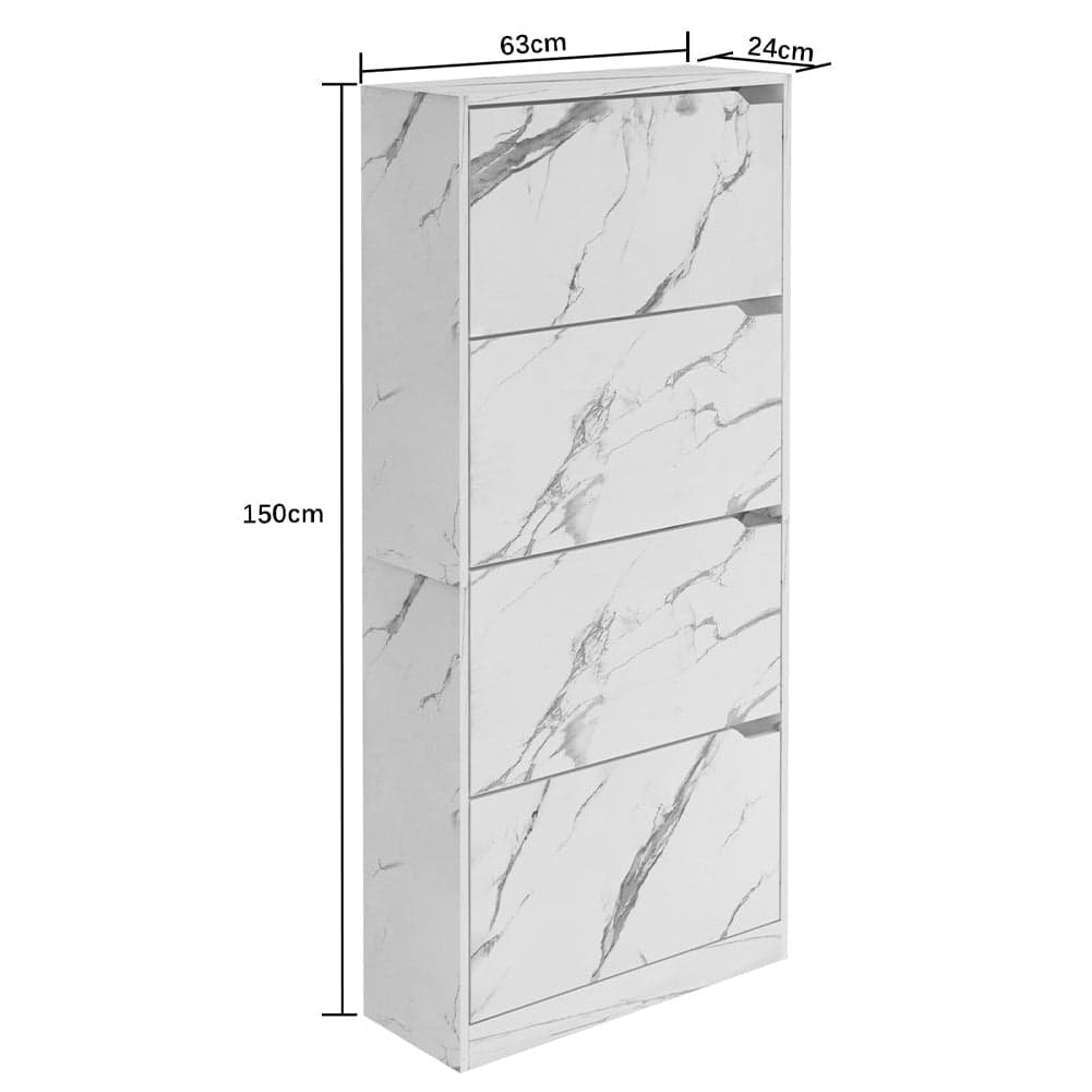 Scarpiera 4Ante Doppia Profondità Salvaspazio Bianco Marmo 63x24 H150cm Mdf in Scarpiere Danyx - Casoria, commercioVirtuoso.it