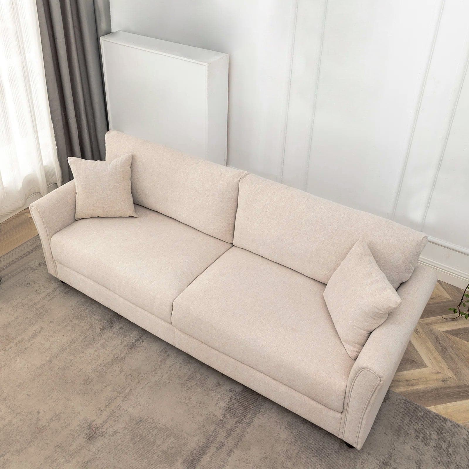 Divano 3Posti Tessuto Imbottito Relax Design Moderno 212cm Struttura Legno Beige in Divani Danyx - Casoria, commercioVirtuoso.it