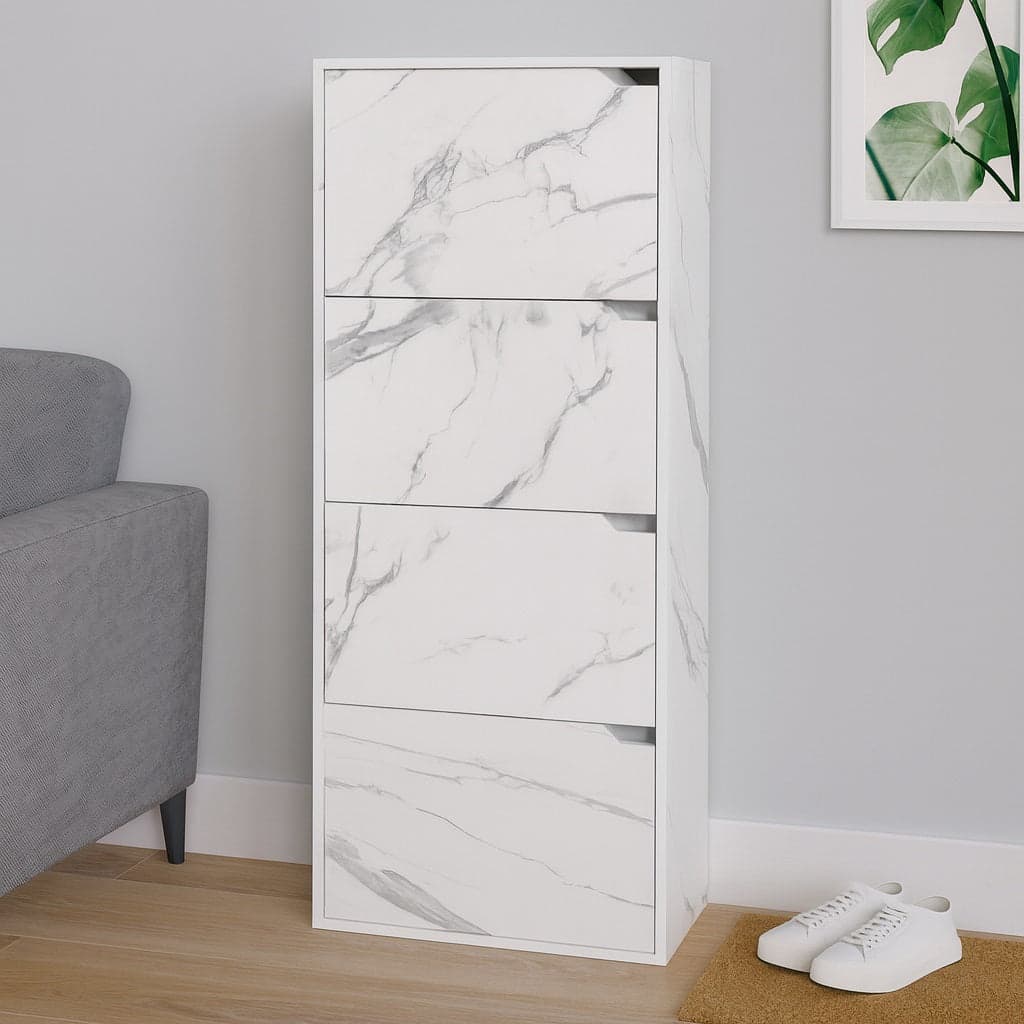 Scarpiera 4Ante Doppia Profondità Salvaspazio Bianco Marmo 63x24 H150cm Mdf in Scarpiere Danyx - Casoria, commercioVirtuoso.it