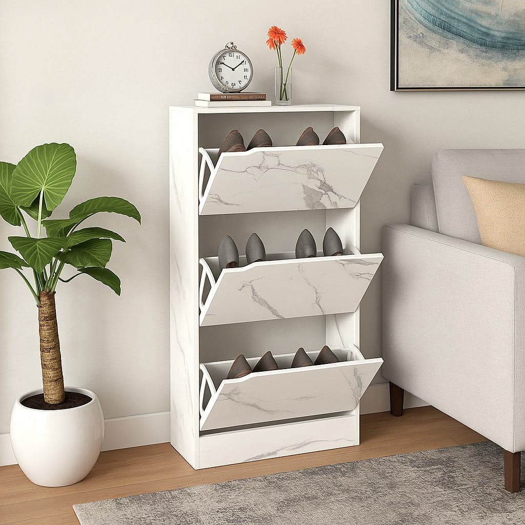 Scarpiera 3Ante Doppia Profondità Salvaspazio Bianco Marmo 63x24 H115cm Mdf in Scarpiere Danyx - Casoria, commercioVirtuoso.it