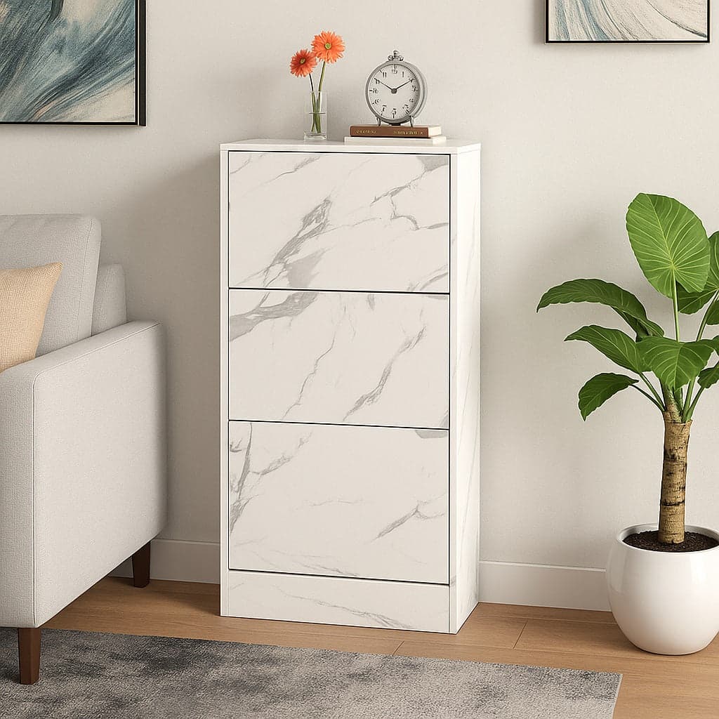 Scarpiera 3Ante Doppia Profondità Salvaspazio Bianco Marmo 63x24 H115cm Mdf in Scarpiere Danyx - Casoria, commercioVirtuoso.it