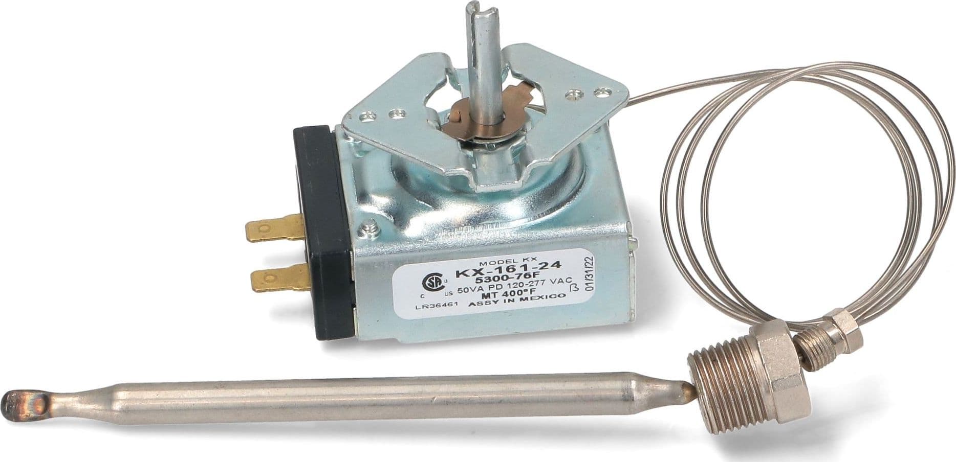 TERMOSTATO FRIGGITRICE 93°-204°C Monofase . Sonda: 130mm, Ø8mm. Capillare: 570 in prodotto EuroStore07 - Alatri, commercioVirtuoso.it