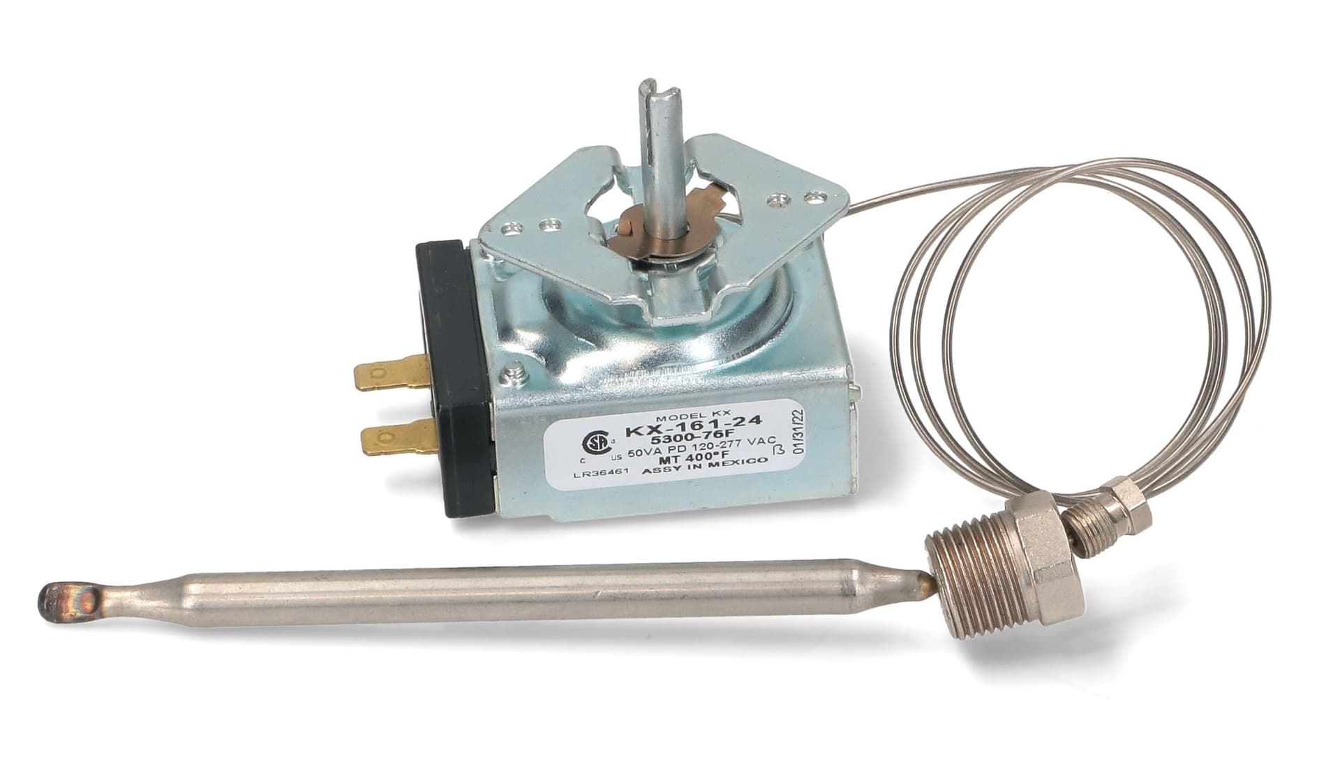 TERMOSTATO FRIGGITRICE 93°-204°C Monofase . Sonda: 130mm, Ø8mm. Capillare: 570 in prodotto EuroStore07 - Alatri, commercioVirtuoso.it