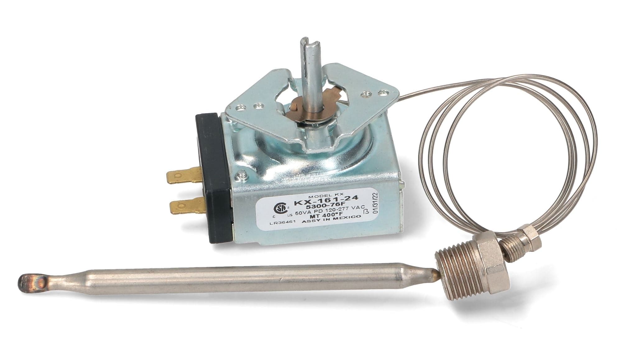 TERMOSTATO FRIGGITRICE 93°-204°C Monofase . Sonda: 130mm, Ø8mm. Capillare: 570 in prodotto EuroStore07 - Alatri, commercioVirtuoso.it