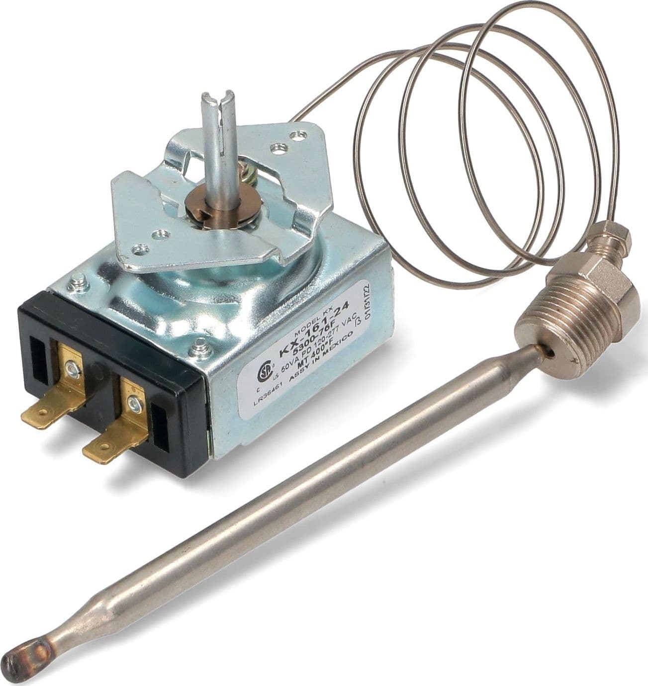 TERMOSTATO FRIGGITRICE 93°-204°C Monofase . Sonda: 130mm, Ø8mm. Capillare: 570 in prodotto EuroStore07 - Alatri, commercioVirtuoso.it