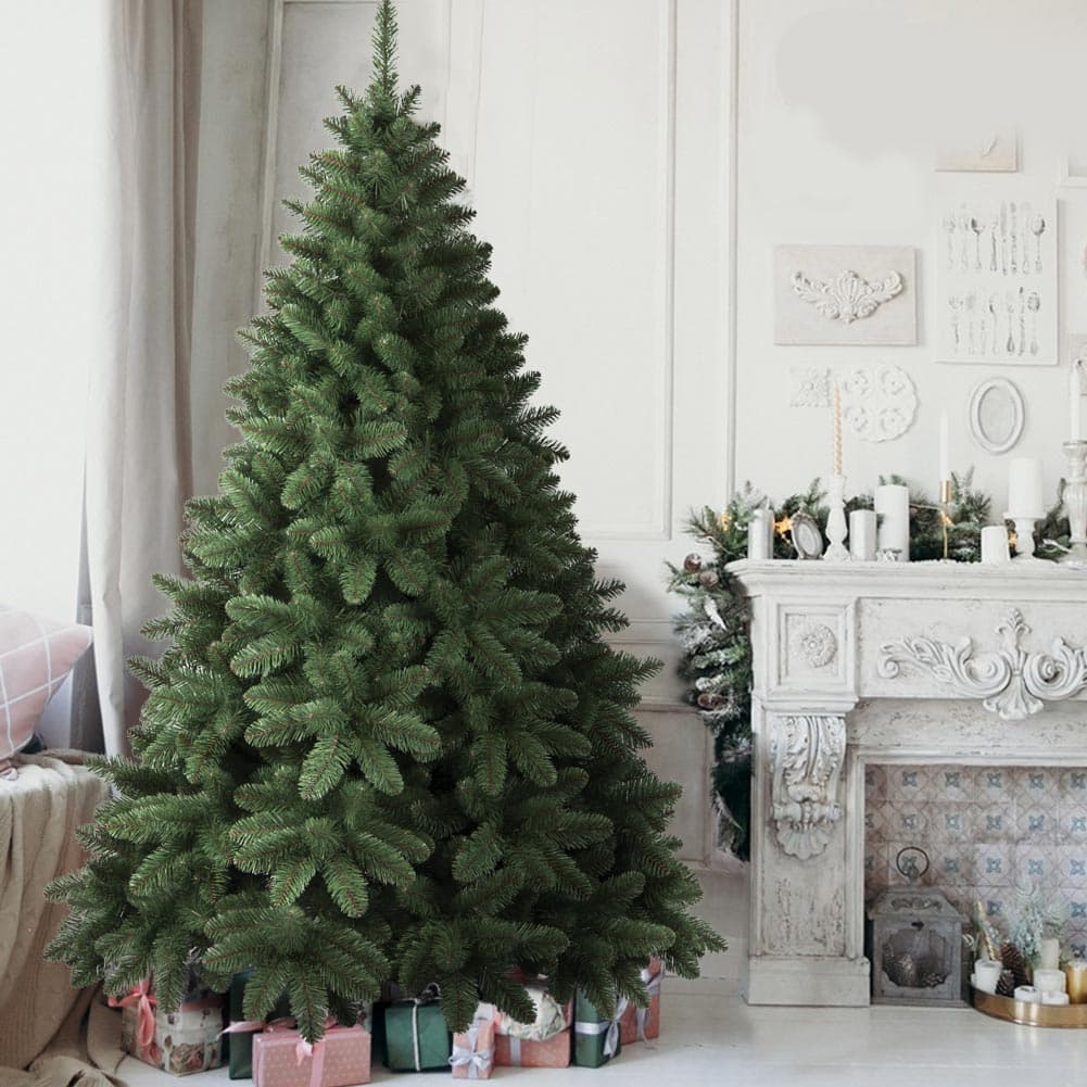 Albero di Natale 180 cm Pino Verde Molto Folto 502 Rami Base in Ferro pieghevole