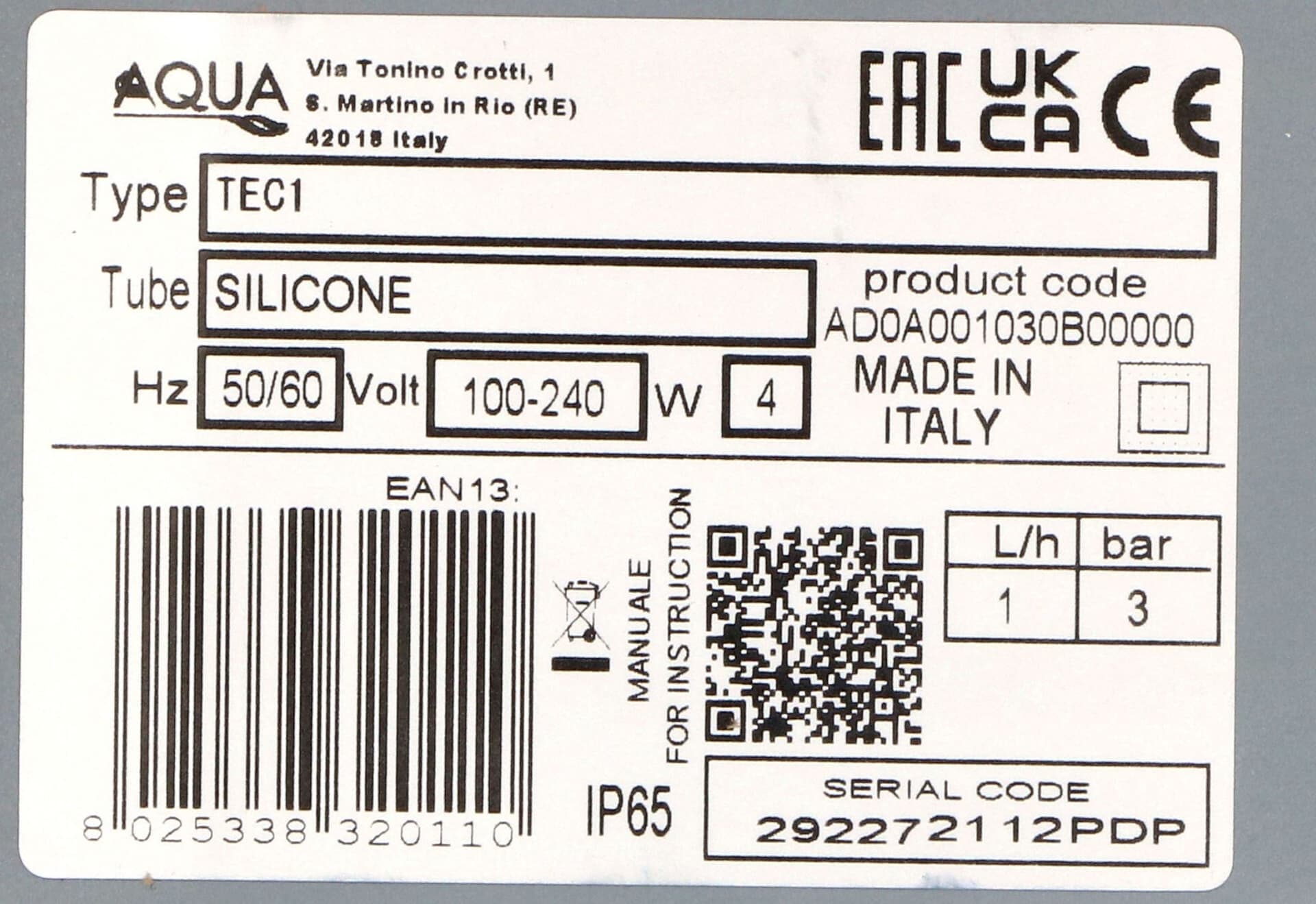 DOSATORE PERISTALTICO BRILLANTANTE 1 lt/h KIT AD0A001030B00000 LAVASTOVIGLIE in prodotto EuroStore07 - Alatri, commercioVirtuoso.it