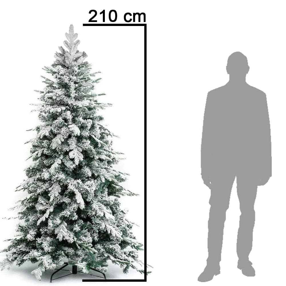 Albero di Natale Innevato 210 cm Folto Realistico 948 Punte PE PVC Base Metallo in Alberi di natale artificiali Danyx - Casoria, commercioVirtuoso.it
