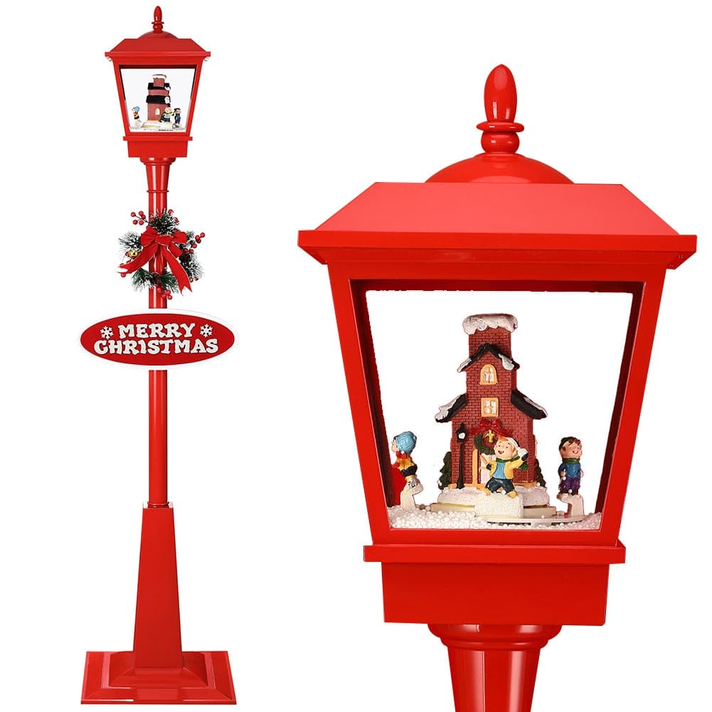 Lampione Natalizio Decorativo 180cm con Luci Led Musica Neve Motorizzata Scena Rosso in Oggettistica Danyx - Casoria, commercioVirtuoso.it