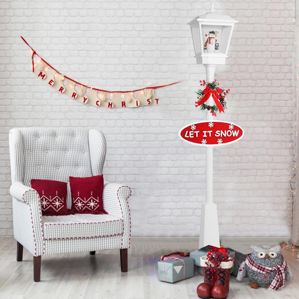 Lampione Natalizio Decorativo 180cm con Luci Led Musica Neve Motorizzata Scena Bianco in Oggettistica Danyx - Casoria, commercioVirtuoso.it