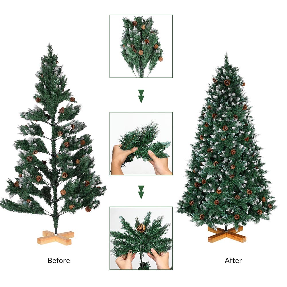 Albero di Natale Innevato 180cm Folto con Pigne 831 Rami Base Legno Massello in Alberi di natale artificiali Danyx - Casoria, commercioVirtuoso.it