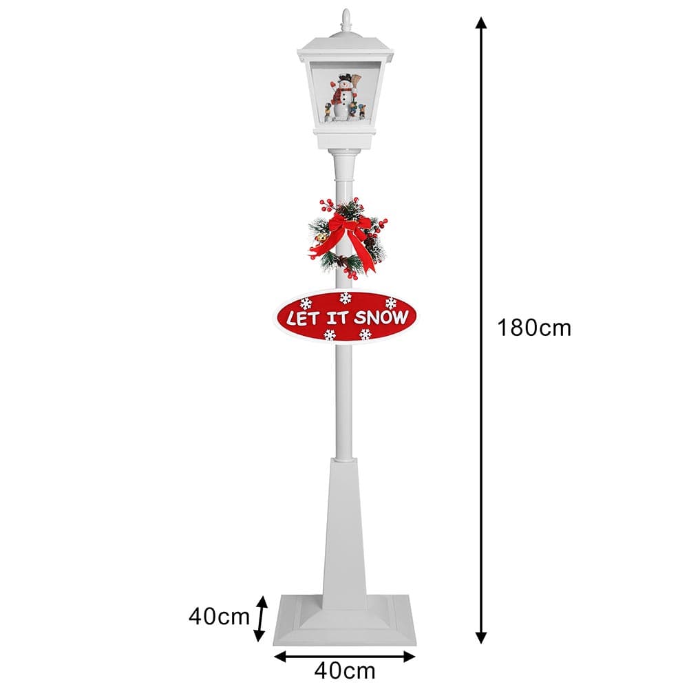 Lampione Natalizio Decorativo 180cm con Luci Led Musica Neve Motorizzata Scena Bianco in Oggettistica Danyx - Casoria, commercioVirtuoso.it