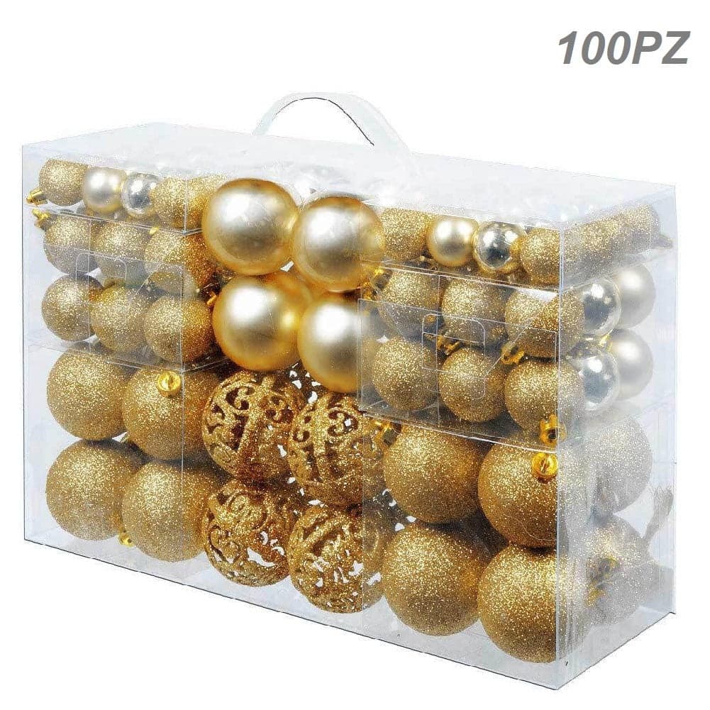 Confezione 100 Palline Natale 3 4 6 cm Oro Addobbi Albero Interne Esterne