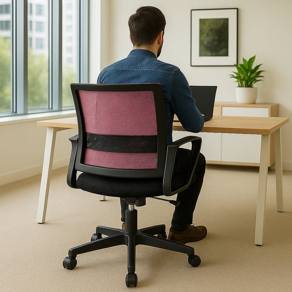 Sedia da Scrivania Ergonomica con 5ruote Piroettanti Rete Traspirante Casa Ufficio Nero Rosa in Sedie da scrivania Danyx - Casoria, commercioVirtuoso.it