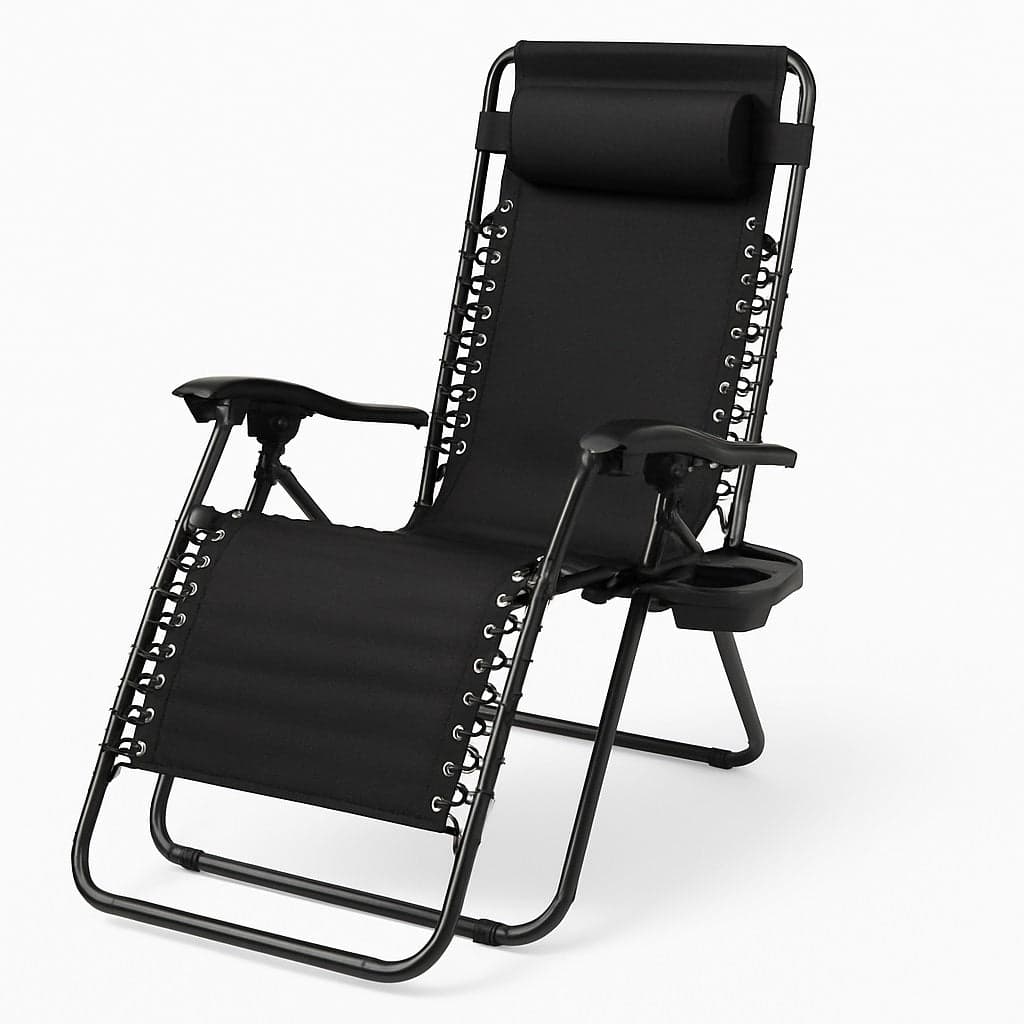 Sedia Poltrona Giardino Gravità Zero Pieghevole Acciaio Oxford con Vassoio Laterale Nero in Sedie per tavolo da giardino Danyx - Casoria, commercioVirtuoso.it