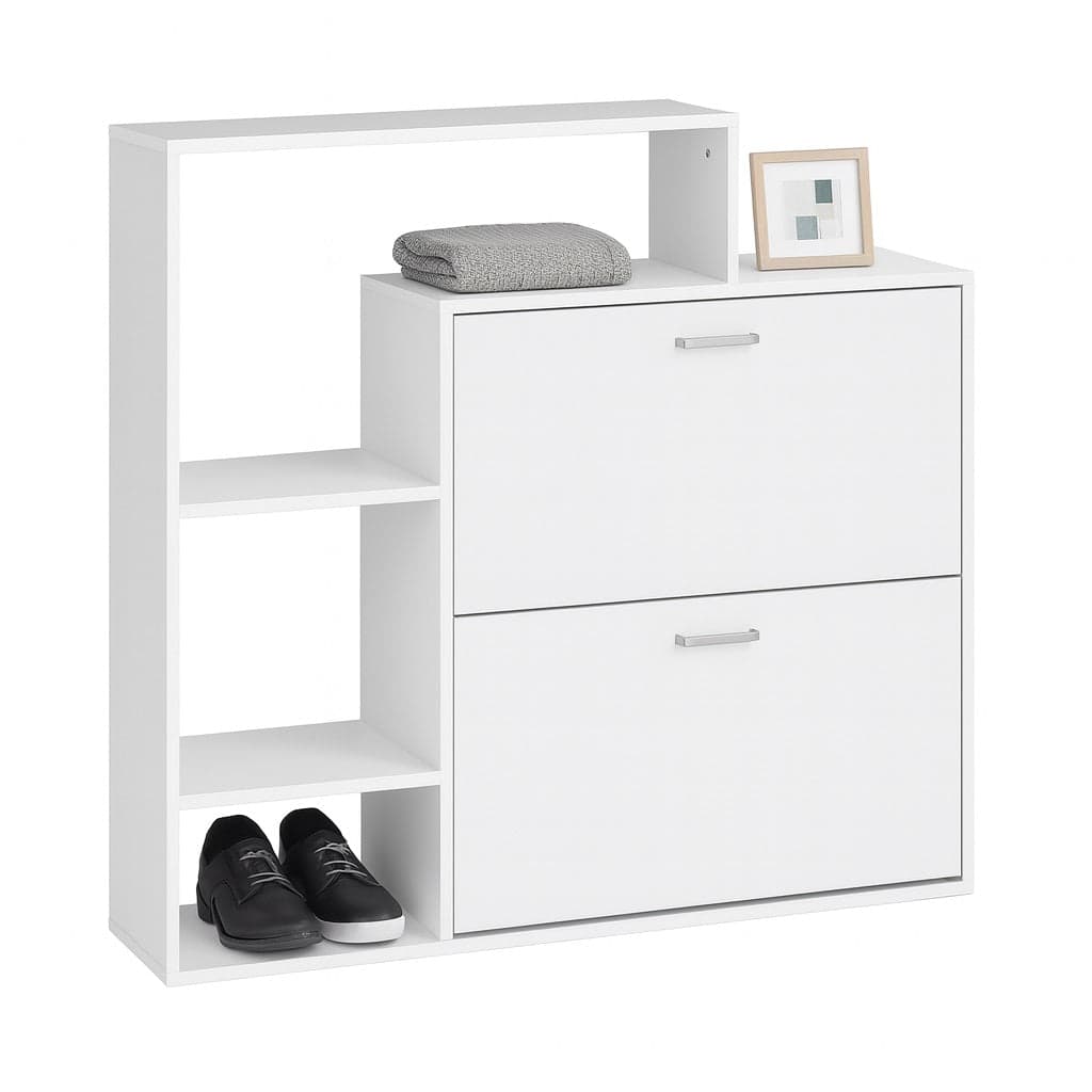Scarpiera Doppia Profondità con Libreria 4 Ripiani Salvaspazio 102x25x98 cm Bianco in Scarpiere Danyx - Casoria, commercioVirtuoso.it