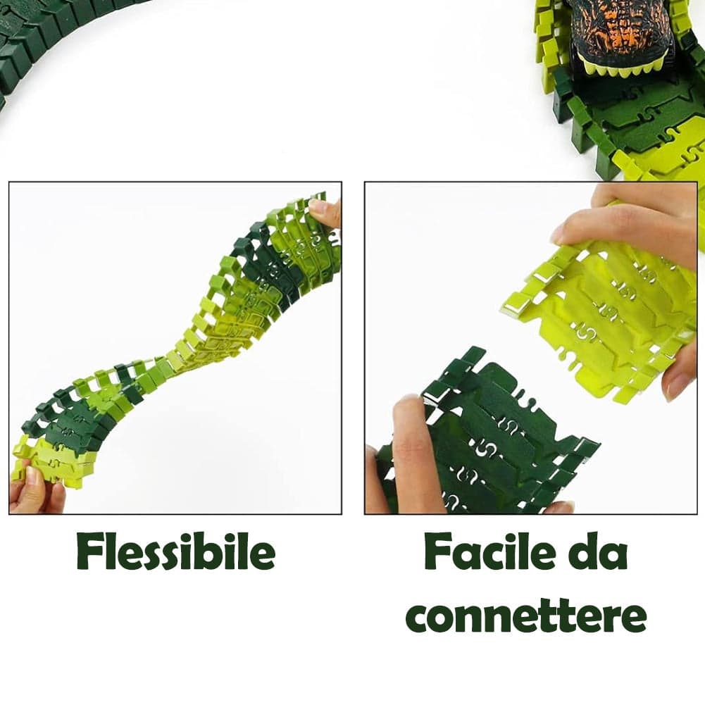 Playset Pista Macchinine Flessibili Parco dei Dinosauri Gioco con T-Rez 144 Pz in Piste da corsa Esplodia - Napoli, commercioVirtuoso.it