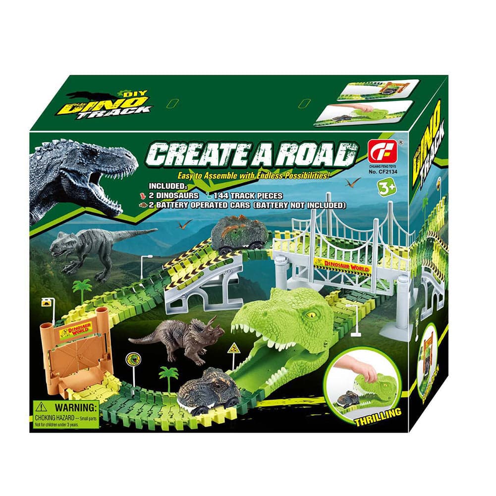 Playset Pista Macchinine Flessibili Parco dei Dinosauri Gioco con T-Rez 144 Pz in Piste da corsa Esplodia - Napoli, commercioVirtuoso.it