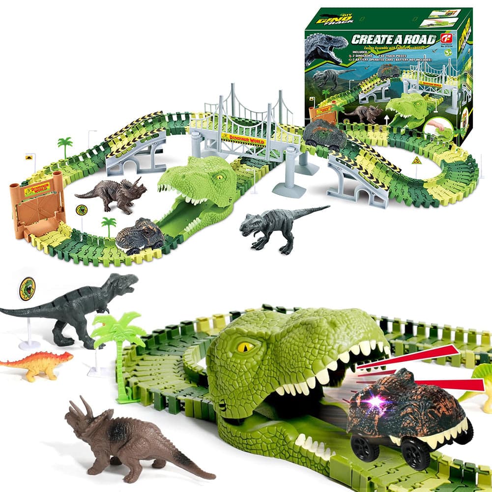 Playset Pista Macchinine Flessibili Parco dei Dinosauri Gioco con T-Rez 144 Pz in Piste da corsa Esplodia - Napoli, commercioVirtuoso.it