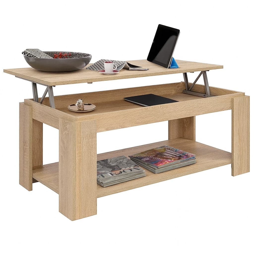 Tavolino Soggiorno Salotto Moderno con Rialzo Vano Contenitore Apribile Legno Beige in Tavolini da caffè Danyx - Casoria, commercioVirtuoso.it
