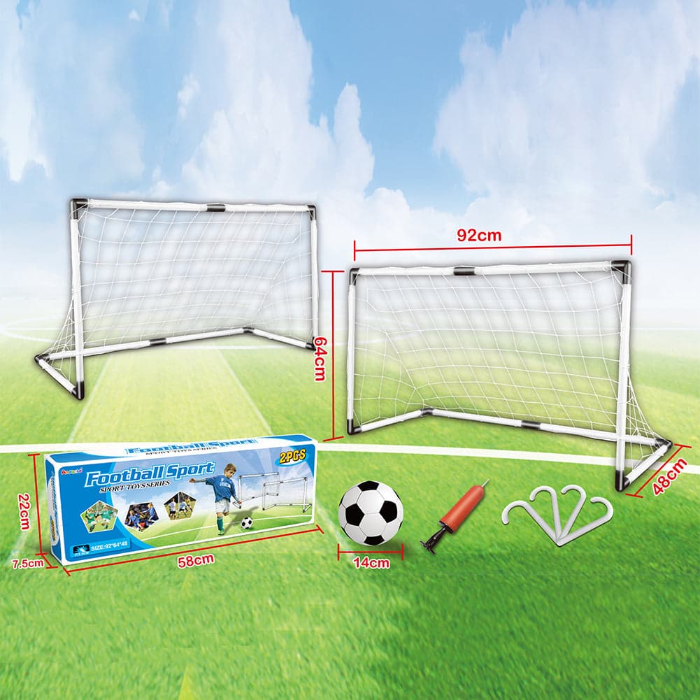 Set 2 Porte da Calcio 92x64 cm con Pallone e Gonfiatore Gioco per Bambini 3+ in Calcio Danyx - Casoria, commercioVirtuoso.it