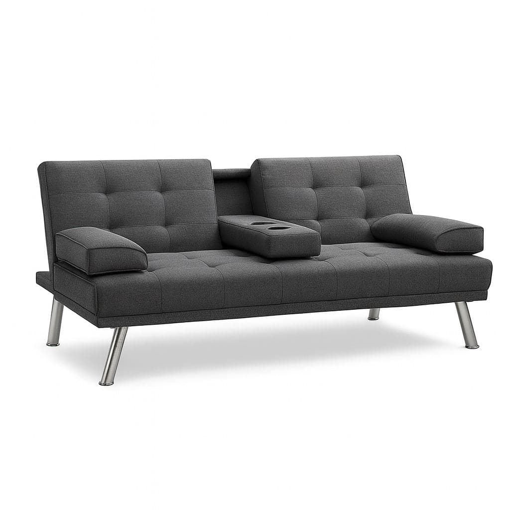 Divano Convertibile Letto 2in1 Portabibite e Cuscini Tessuto Moderno Reclinabile Grigio in Divani Danyx - Casoria, commercioVirtuoso.it