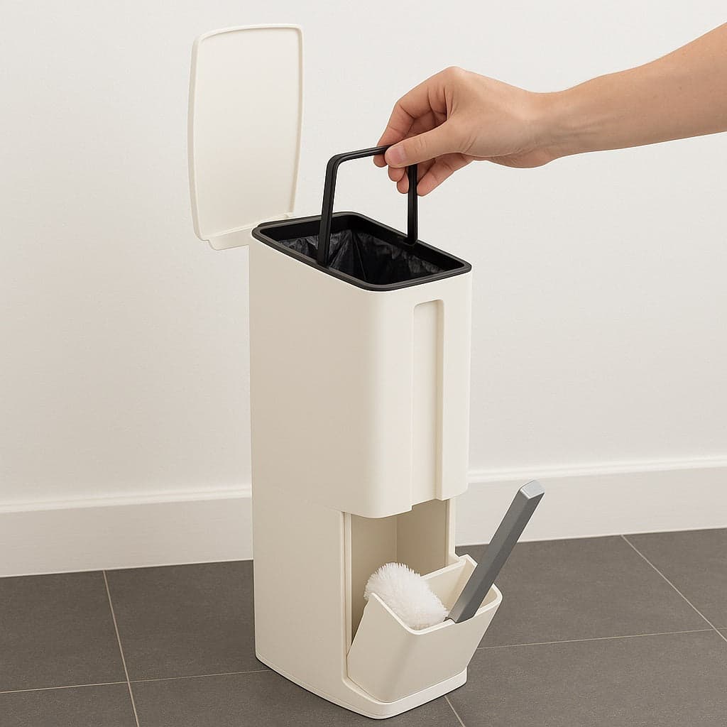Set Scopino WC con Cestino Bagno 2 in 1 Salvaspazio Bianco con Portascopino in Scopini e porta scopini Danyx - Casoria, commercioVirtuoso.it