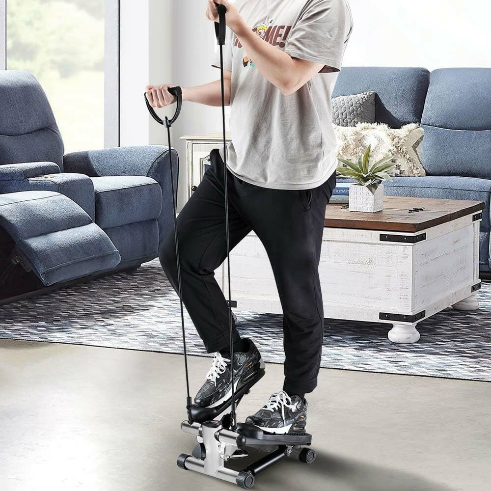Stepper Allenamento Cardio Fitness Palestra con Manubri Elastici e Display Digitale Bianco in Stepper Danyx - Casoria, commercioVirtuoso.it