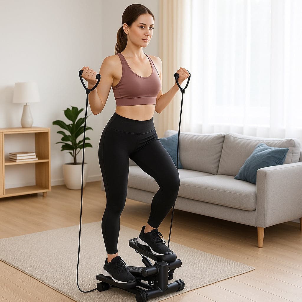 Stepper Allenamento Cardio Fitness Palestra con Manubri Elastici e Display Digitale Nero in Stepper Danyx - Casoria, commercioVirtuoso.it