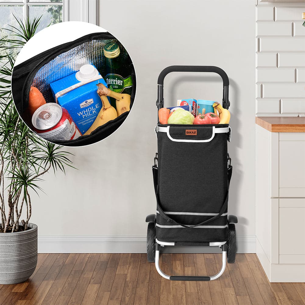 Carrello Spesa Pieghevole 56L Nero Borsa Termica Trolley Portaspesa con Tracolla in Trolley per la spesa Esplodia - Napoli, commercioVirtuoso.it