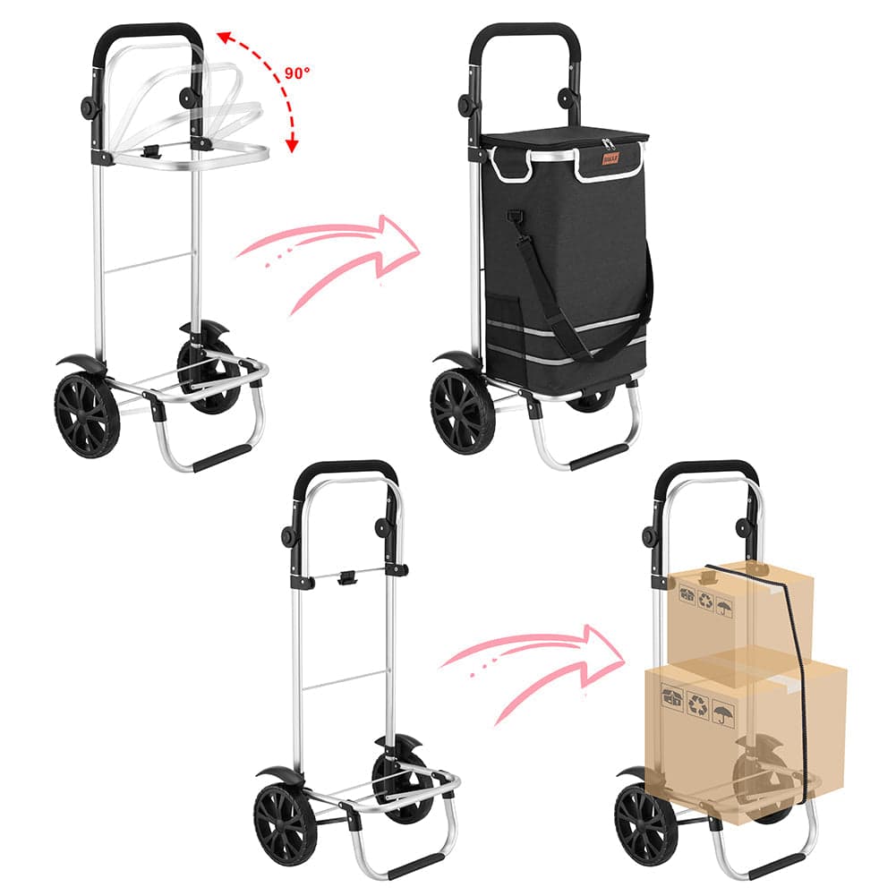 Carrello Spesa Pieghevole 56L Nero Borsa Termica Trolley Portaspesa con Tracolla in Trolley per la spesa Esplodia - Napoli, commercioVirtuoso.it