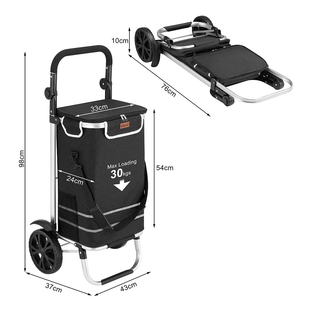 Carrello Spesa Pieghevole 56L Nero Borsa Termica Trolley Portaspesa con Tracolla in Trolley per la spesa Esplodia - Napoli, commercioVirtuoso.it
