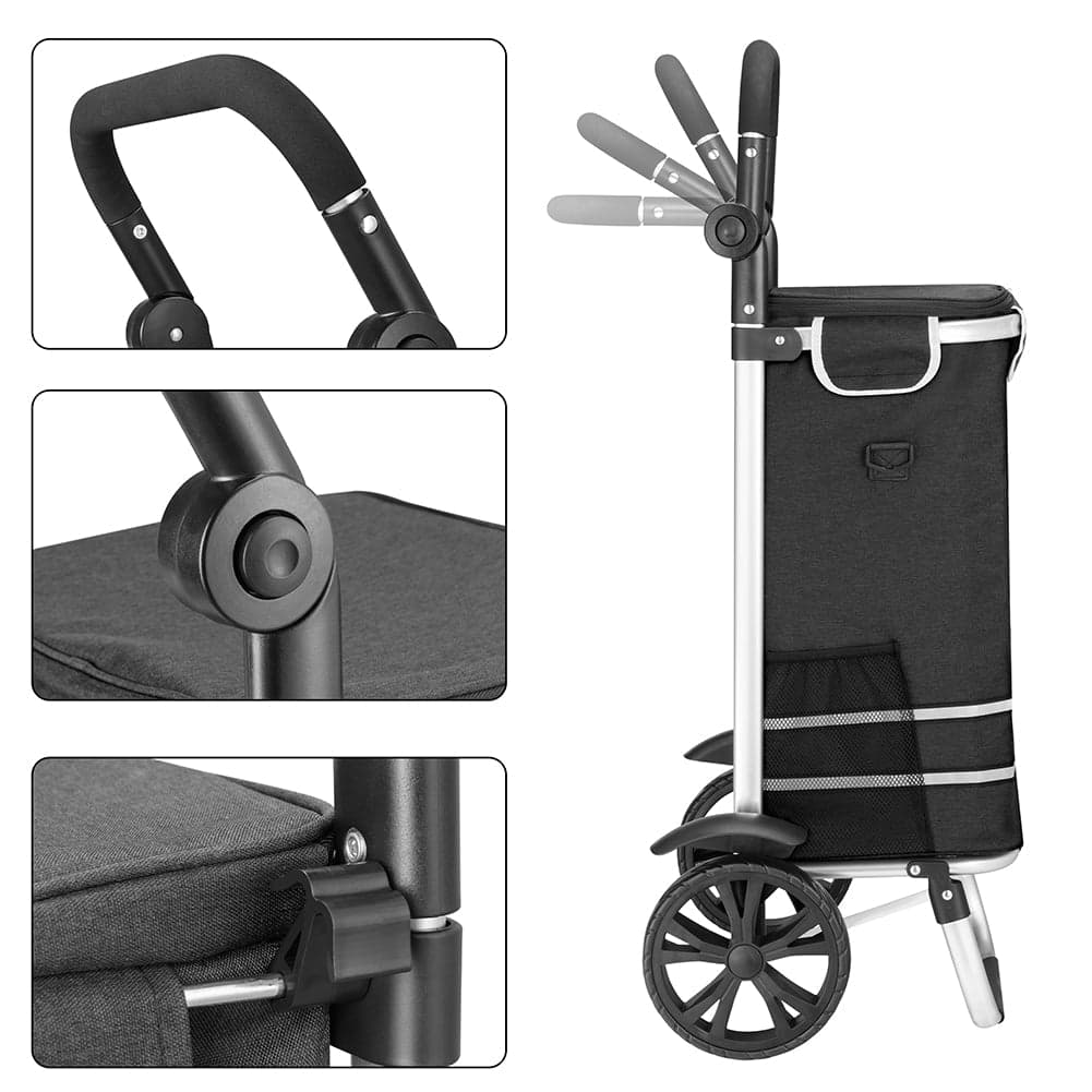Carrello Spesa Pieghevole 56L Nero Borsa Termica Trolley Portaspesa con Tracolla in Trolley per la spesa Esplodia - Napoli, commercioVirtuoso.it
