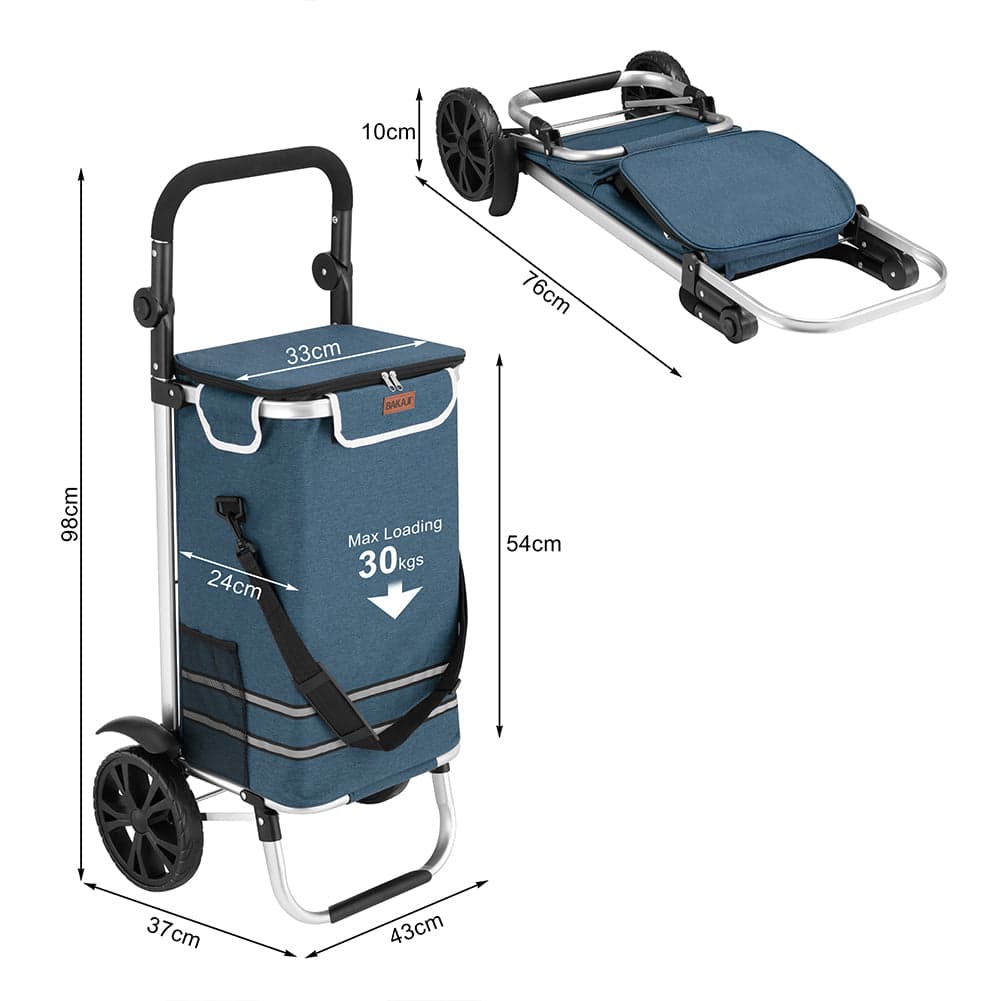 Carrello Spesa Pieghevole 56L Blu Borsa Termica Trolley Portaspesa con Tracolla in Trolley per la spesa Esplodia - Napoli, commercioVirtuoso.it