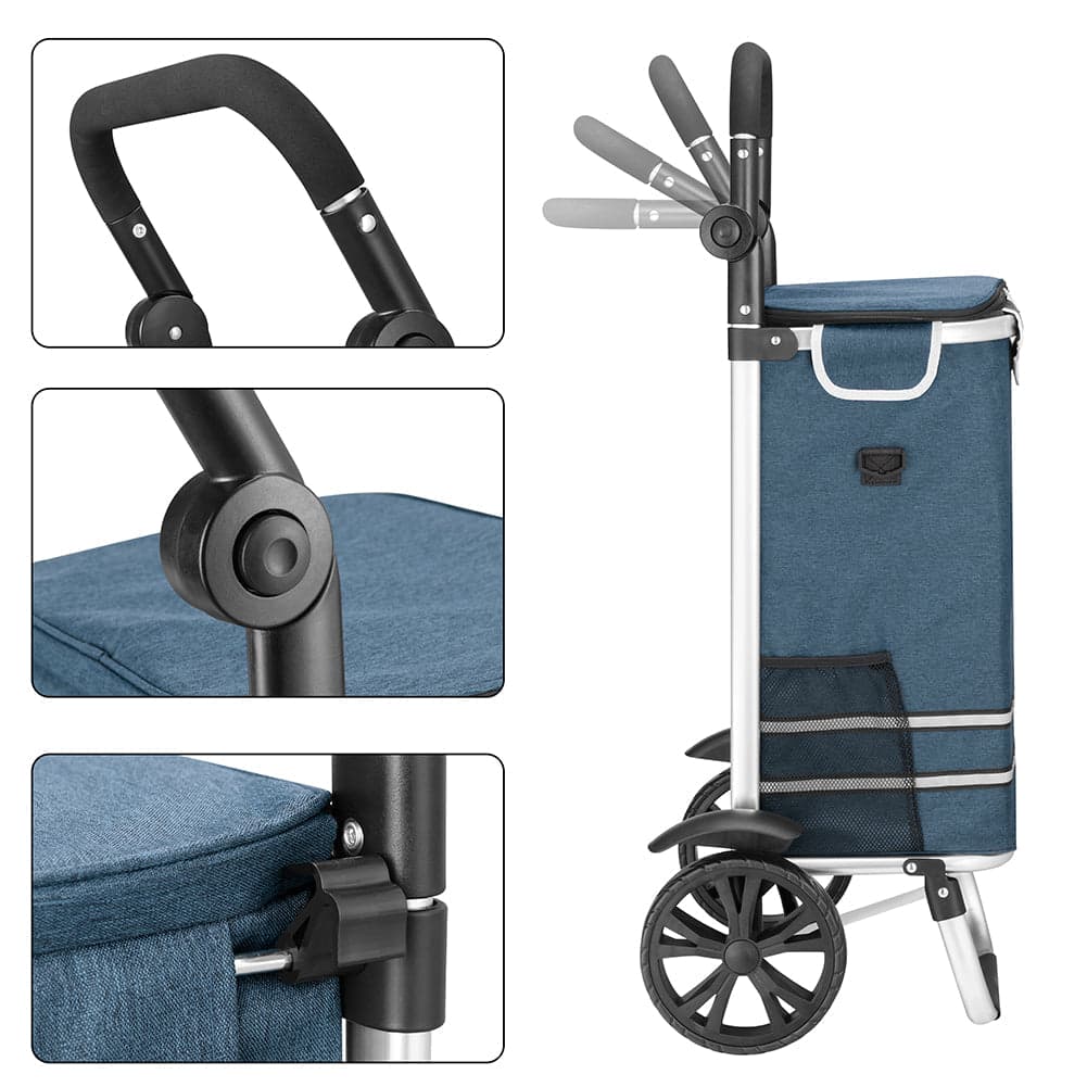 Carrello Spesa Pieghevole 56L Blu Borsa Termica Trolley Portaspesa con Tracolla in Trolley per la spesa Esplodia - Napoli, commercioVirtuoso.it
