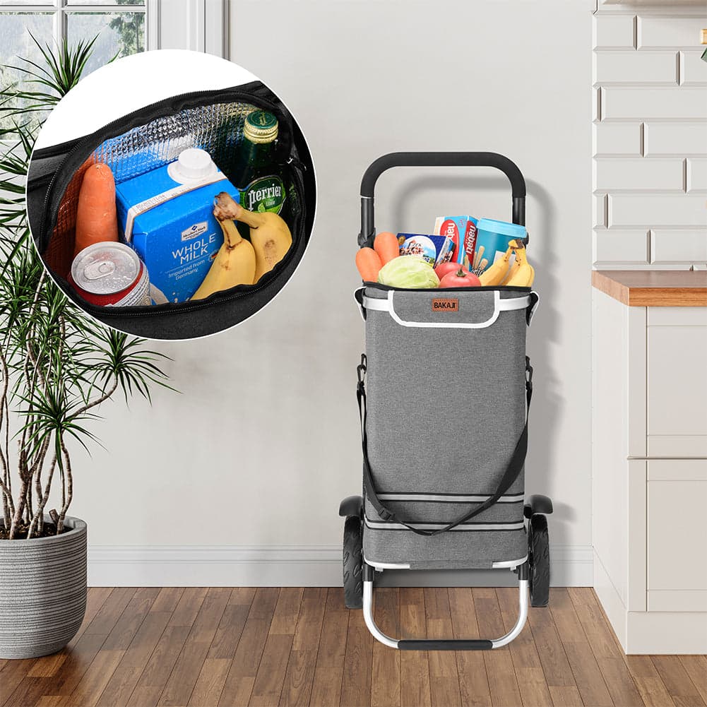 Carrello Spesa Pieghevole 56L Grigio Borsa Termica Trolley Portaspesa e Tracolla in Trolley per la spesa Esplodia - Napoli, commercioVirtuoso.it