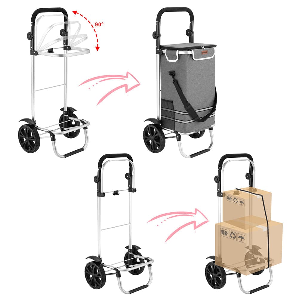 Carrello Spesa Pieghevole 56L Grigio Borsa Termica Trolley Portaspesa e Tracolla in Trolley per la spesa Esplodia - Napoli, commercioVirtuoso.it