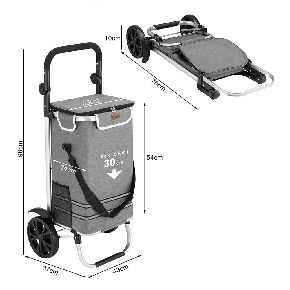Carrello Spesa Pieghevole 56L Grigio Borsa Termica Trolley Portaspesa e Tracolla in Trolley per la spesa Esplodia - Napoli, commercioVirtuoso.it