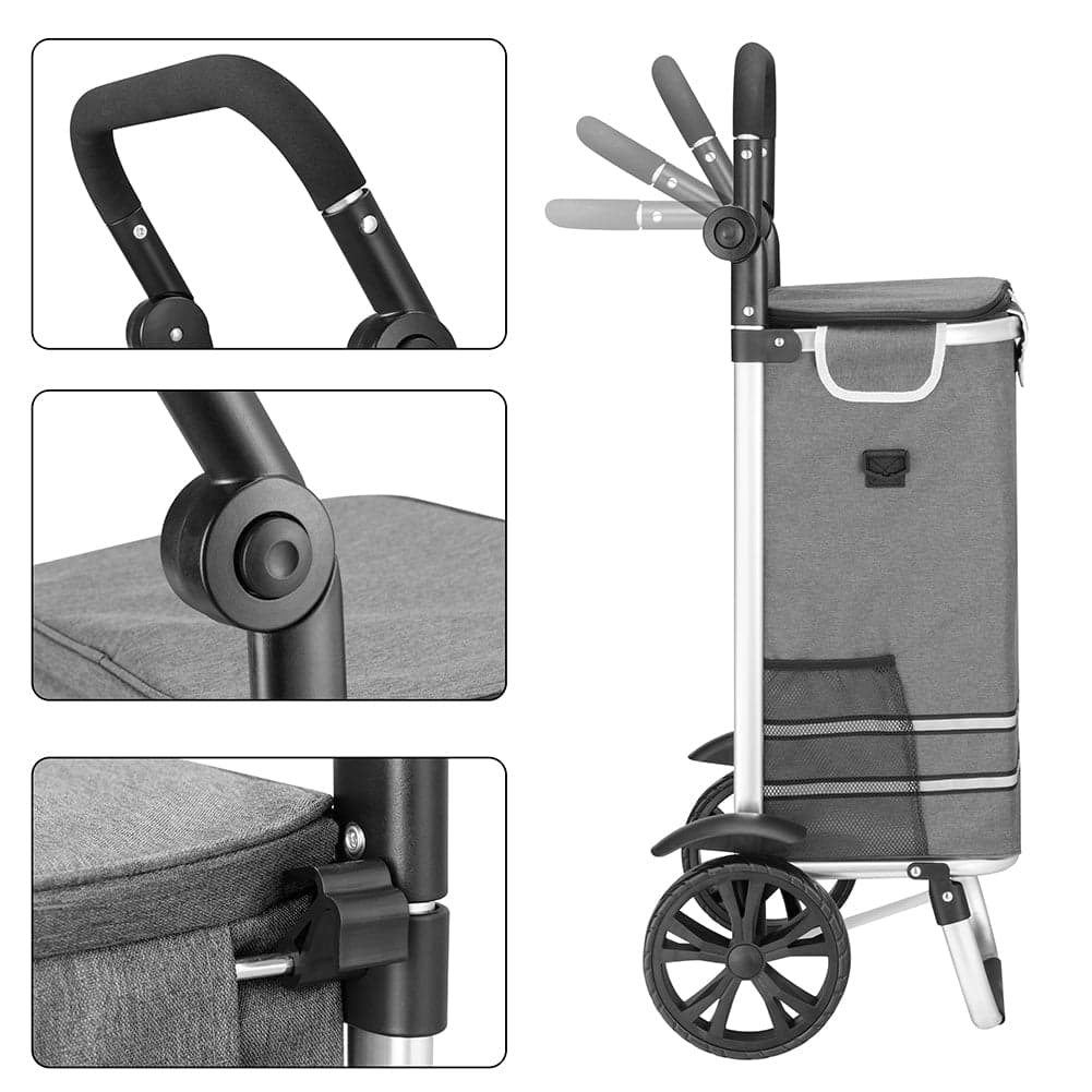 Carrello Spesa Pieghevole 56L Grigio Borsa Termica Trolley Portaspesa e Tracolla in Trolley per la spesa Esplodia - Napoli, commercioVirtuoso.it