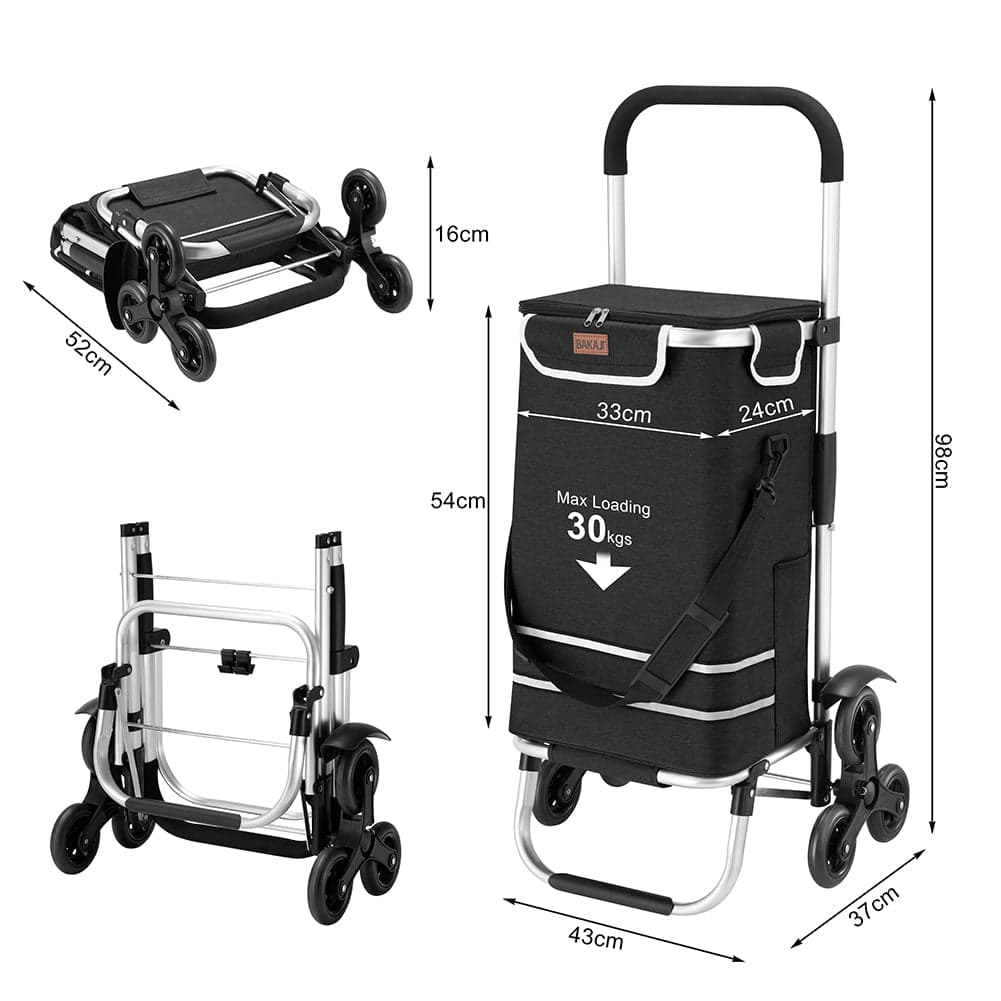 Carrello Spesa Montascale 56L Nero Borsa Termica Trolley Portaspesa con Tracolla in Trolley per la spesa Esplodia - Napoli, commercioVirtuoso.it
